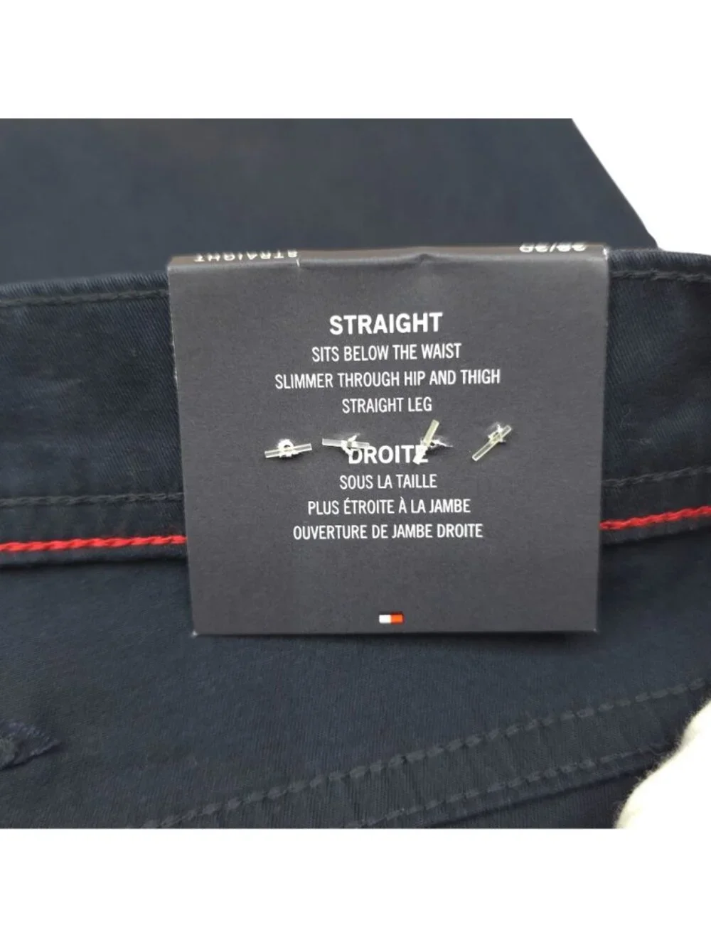 Tommy Hilfiger TH Flex Navy Mens Straight Fit Pants 38W 30L Cotton Blend